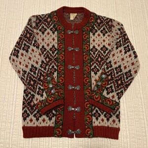 Evebofoss Vintage Norwegian Wool Clasp-Front Sweater (40 - close to a US 6)